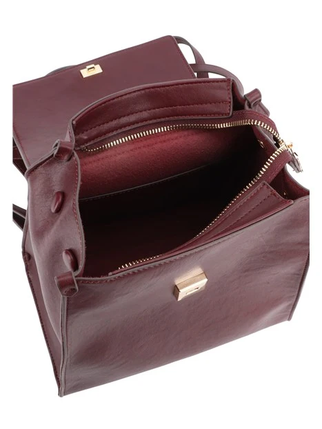 ZAINO CON PATTA FRONTALE E LINEA STRUTTURATA DONNA BORDEAUX