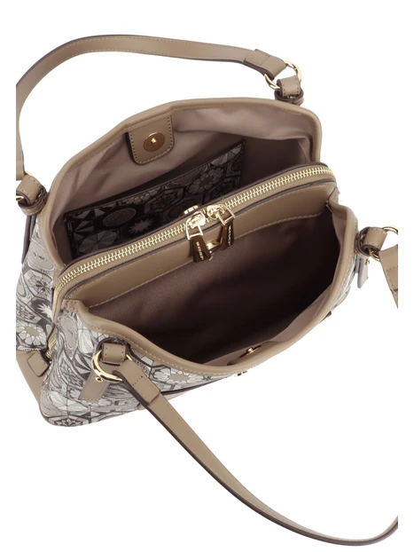 BORSA A SPALLA CON TASCA FRONTALE E TRACOLLA DONNA TORTORA