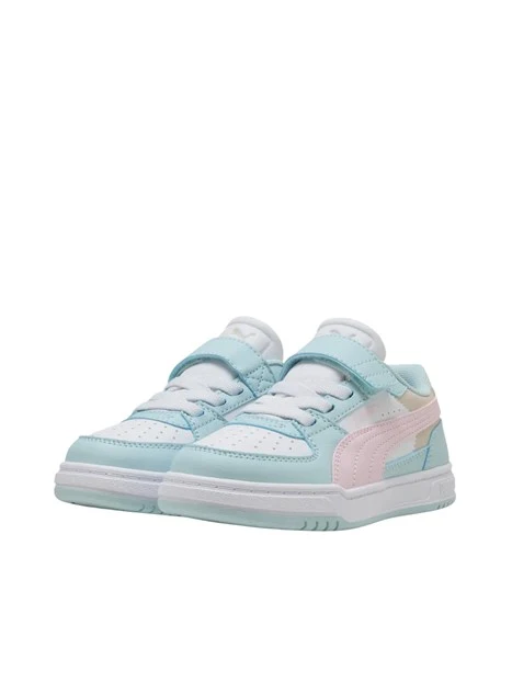 SNEAKERS BASSE COLOR BLOCK CON STRAPPO BAMBINA CELESTE