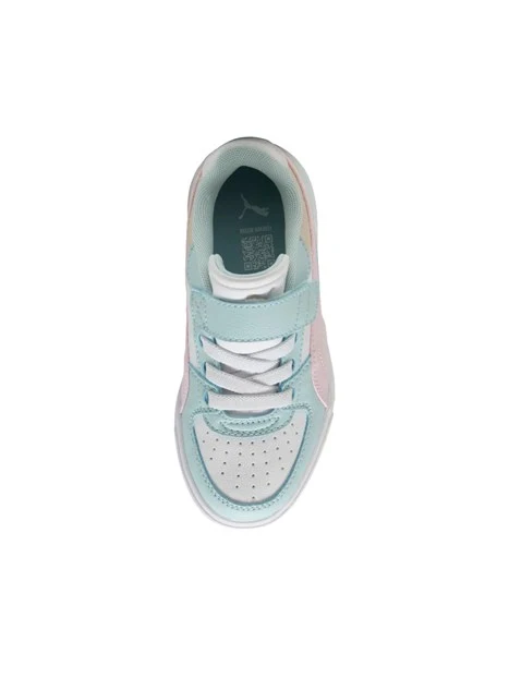 SNEAKERS BASSE COLOR BLOCK CON STRAPPO BAMBINA CELESTE