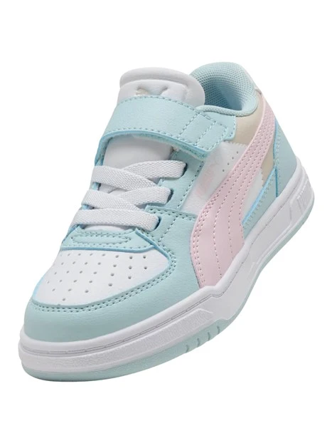 SNEAKERS BASSE COLOR BLOCK CON STRAPPO BAMBINA CELESTE