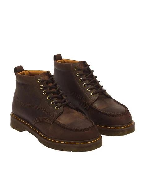 ANFIBI IN PELLE CRAZY HORSE CON PUNTA MOC TOE UOMO MARRONE