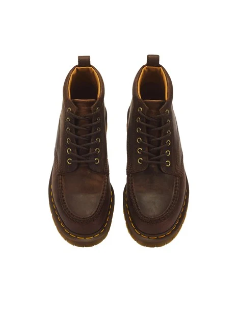 ANFIBI IN PELLE CRAZY HORSE CON PUNTA MOC TOE UOMO MARRONE