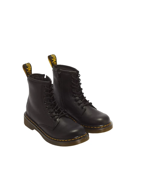 ANFIBI IN PELLE INDUSTRIAL BEAR CON CUCITURE A CONTRASTO UNISEX BAMBINO NERO