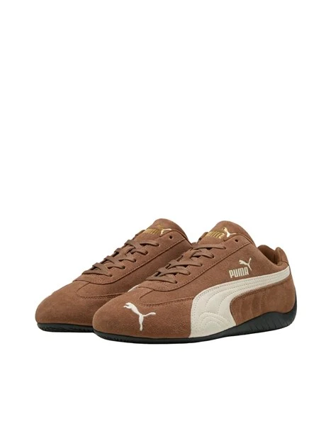 SNEAKERS BASSE IN PELLE SCAMOSCIATA STILE RACING DONNA MARRONE