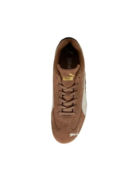 SNEAKERS BASSE IN PELLE SCAMOSCIATA STILE RACING DONNA MARRONE