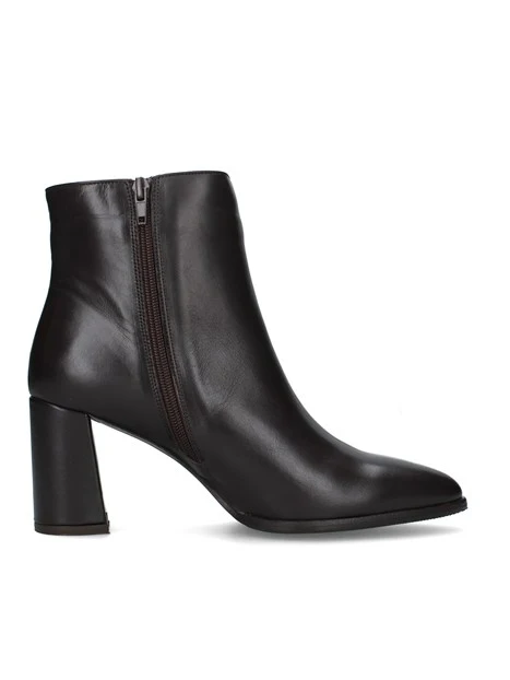 STIVALETTI TACCO ALTO CON DETTAGLIO METALLICO DONNA MARRONE