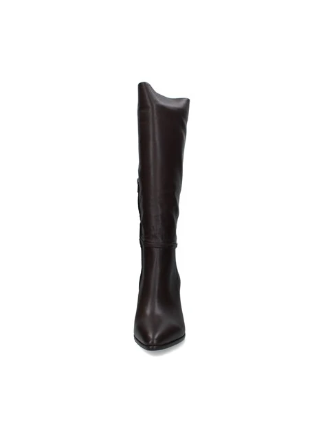 STIVALI TACCO ALTO CON CINTURINO SOTTILE DONNA MARRONE