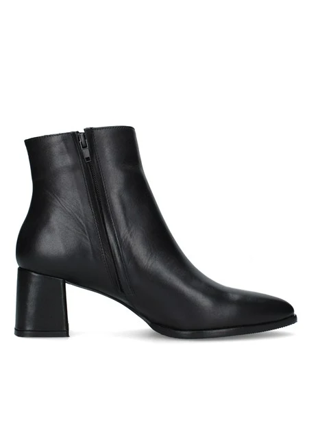 STIVALETTI TACCO ALTO IN PELLE CON DETTAGLIO METALLICO DONNA NERO