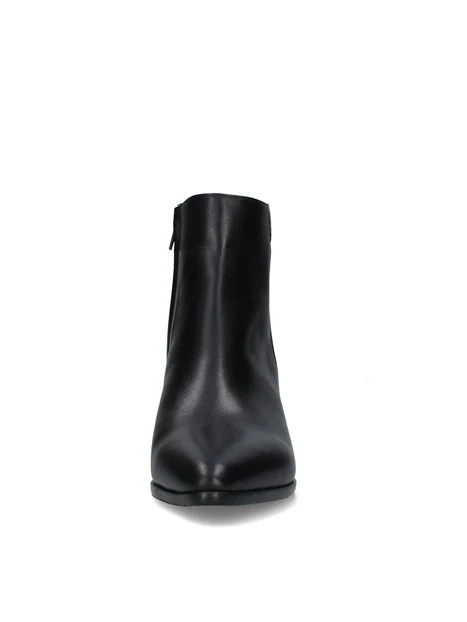 STIVALETTI TACCO ALTO IN PELLE CON DETTAGLIO METALLICO DONNA NERO