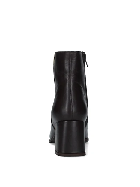 STIVALETTI TACCO ALTO IN PELLE CON DETTAGLIO METALLICO DONNA MARRONE