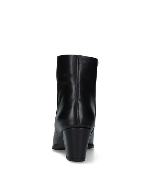 STIVALETTI TACCO ALTO IN PELLE CON PUNTA ALLUNGATA DONNA NERO