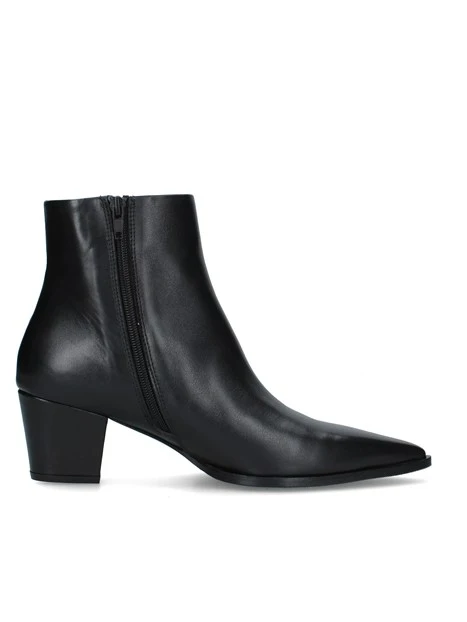 STIVALETTI TACCO ALTO IN PELLE CON PUNTA ALLUNGATA DONNA NERO