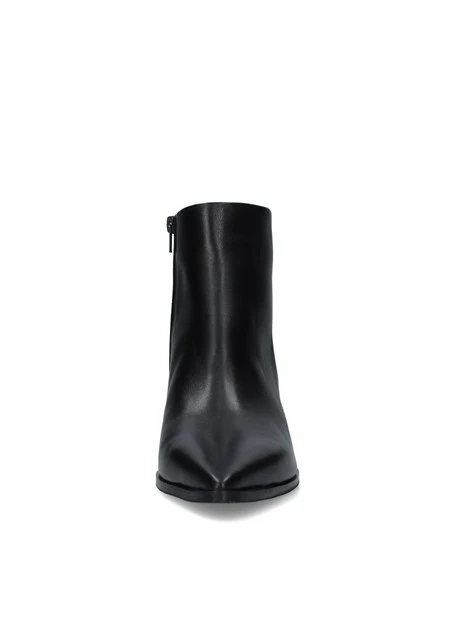 STIVALETTI TACCO ALTO IN PELLE CON PUNTA ALLUNGATA DONNA NERO