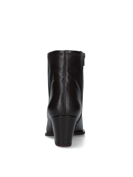 STIVALETTI TACCO ALTO IN PELLE CON PUNTA ALLUNGATA DONNA MARRONE
