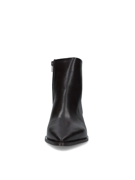 STIVALETTI TACCO ALTO IN PELLE CON PUNTA ALLUNGATA DONNA MARRONE
