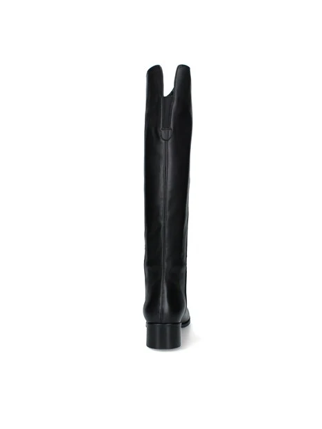 STIVALI TACCO BASSO IN PELLE CON INSERTO ELASTICO DONNA NERO