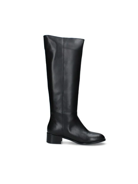 STIVALI TACCO BASSO IN PELLE CON INSERTO ELASTICO DONNA NERO