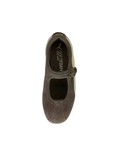 BALLERINE MARY JANE EFFETTO SUEDE DONNA MARRONE