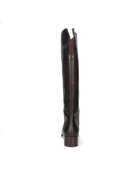 STIVALI TACCO BASSO IN PELLE CON INSERTO ELASTICO DONNA MARRONE
