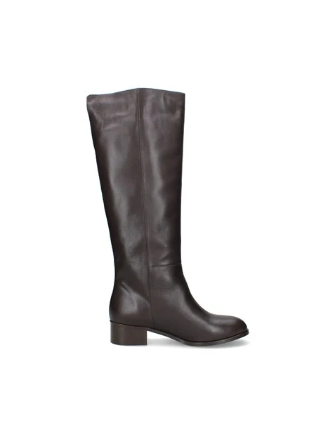STIVALI TACCO BASSO IN PELLE CON INSERTO ELASTICO DONNA MARRONE