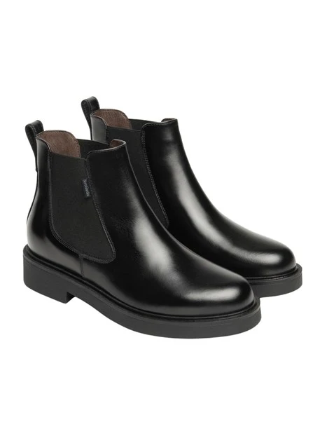 STIVALETTI TACCO BASSO CHELSEA IN PELLE DONNA NERA