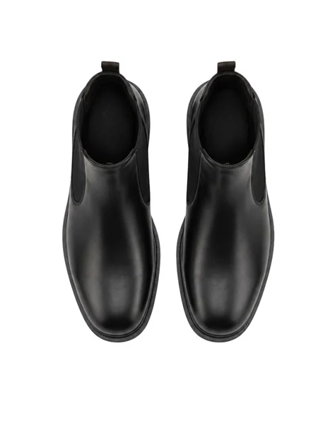 STIVALETTI TACCO BASSO CHELSEA IN PELLE DONNA NERA