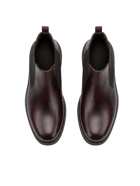 STIVALETTI CON TACCO BASSO CHELSEA IN PELLE DONNA BORDEAUX