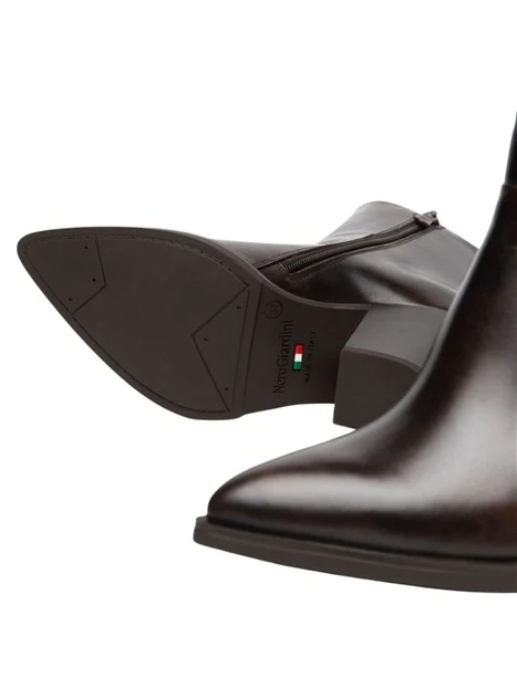 STIVALETTI TACCO ALTO TEXANI CON ZIP DONNA MARRONE