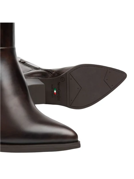 STIVALI TACCO ALTO TEXANI CON ZIP DONNA MARRONE