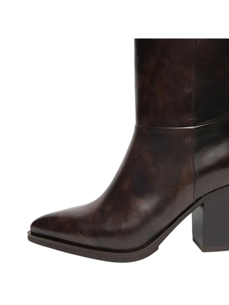 STIVALI TACCO ALTO TEXANI CON ZIP DONNA MARRONE