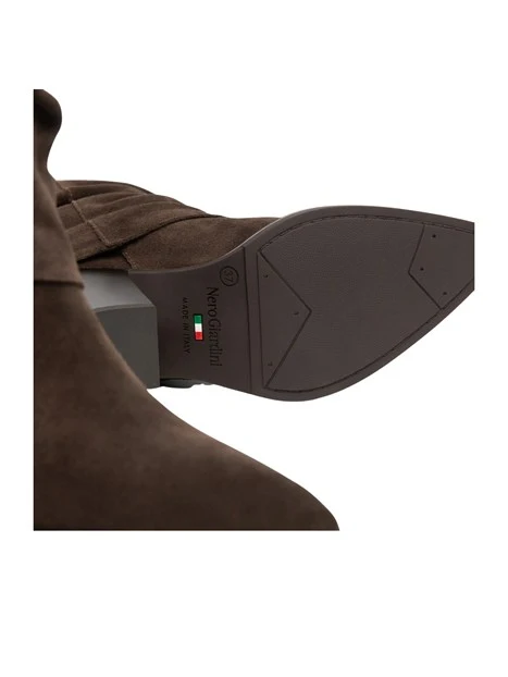 STIVALI TACCO BASSO STILE TEXANO IN PELLE DONNA TESTA DI MORO