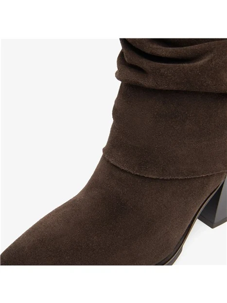 STIVALI TACCO BASSO STILE TEXANO IN PELLE DONNA TESTA DI MORO