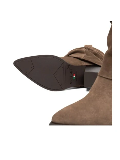 STIVALI TACCO BASSO STILE TEXANO IN PELLE DONNA BEIGE