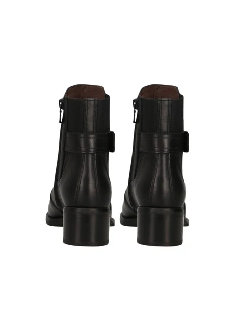 STIVALETTI TACCO BASSO CON ZIP LATERALE IN PELLE DONNA NERA