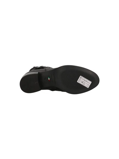STIVALETTI TACCO BASSO CON ZIP LATERALE IN PELLE DONNA NERA