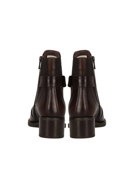 STIVALETTI TACCO BASSO CON ZIP LATERALE IN PELLE DONNA CAFFE'