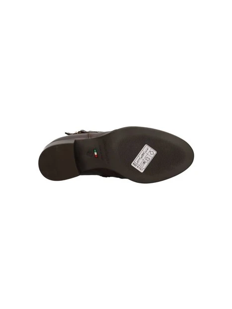 STIVALETTI TACCO BASSO CON ZIP LATERALE IN PELLE DONNA CAFFE'