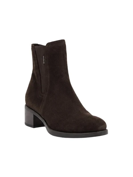 STIVALETTI TACCO BASSO IN SUEDE E TESSILE DONNA TESTA DI MORO
