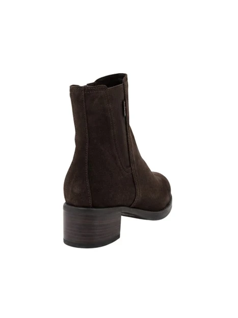 STIVALETTI TACCO BASSO IN SUEDE E TESSILE DONNA TESTA DI MORO