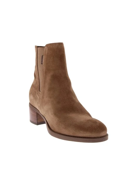 STIVALETTI TACCO BASSO IN SUEDE E TESSILE DONNA BEIGE