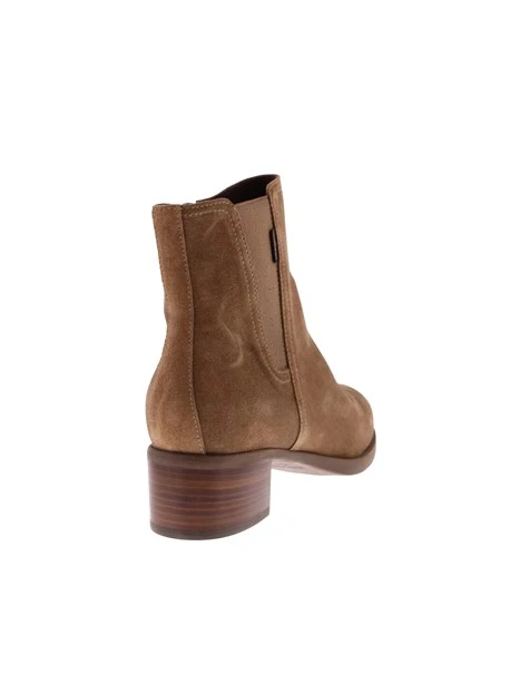 STIVALETTI TACCO BASSO IN SUEDE E TESSILE DONNA BEIGE