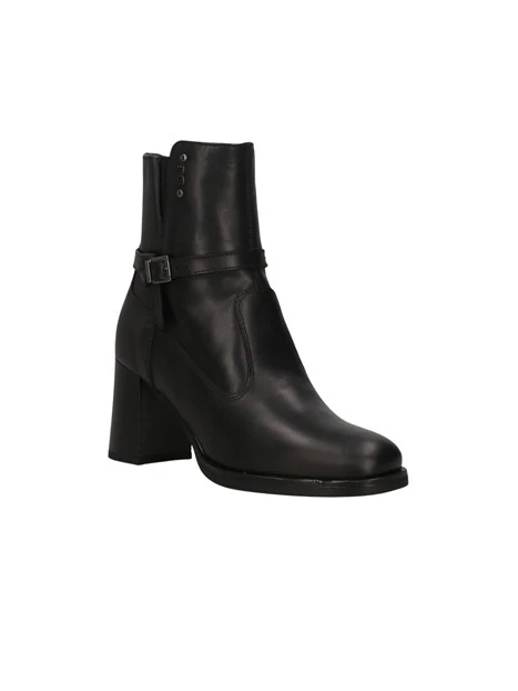 STIVALETTI TACCO ALTO CON ZIP LATERALE IN PELLE DONNA NERA