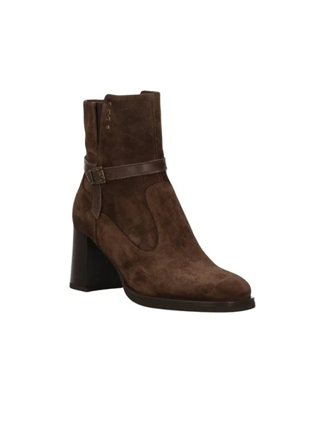 STIVALETTI TACCO ALTO CON ZIP LATERALE IN SUEDE TESTA DI MORO
