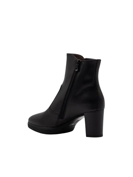 STIVALETTI TACCO ALTO CON PLATEAU IN PELLE DONNA NERO