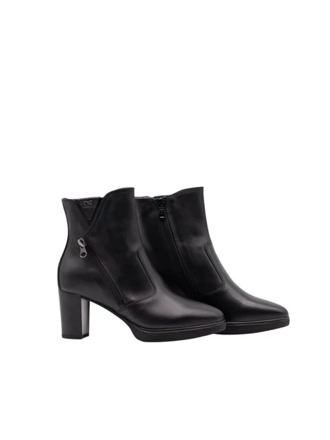 STIVALETTI TACCO ALTO CON PLATEAU IN PELLE DONNA NERO
