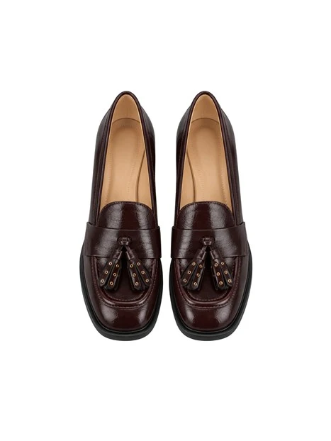 MOCASSINO CON TACCO E NAPPINE DONNA MARRONE