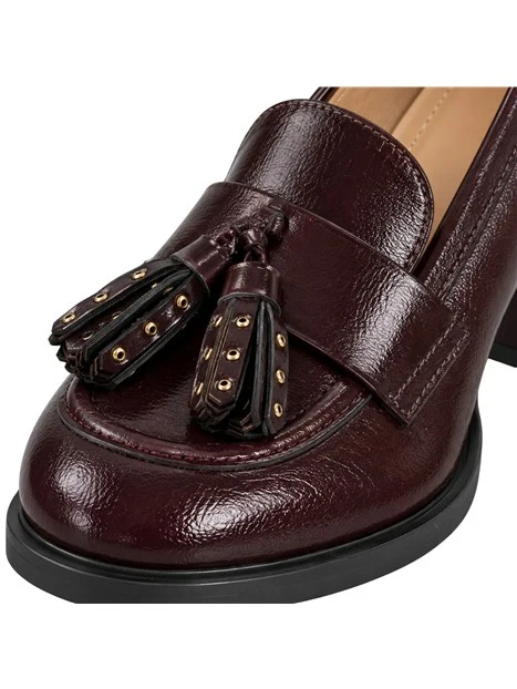 MOCASSINO CON TACCO E NAPPINE DONNA MARRONE