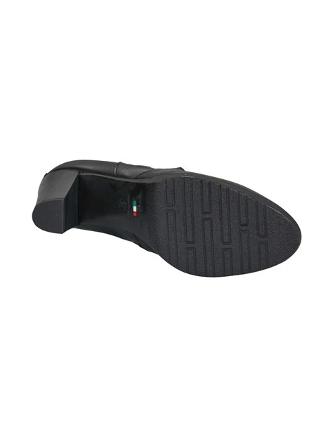 STIVALETTI TACCO ALTO CON FIBBIA ESTETICA E PLATEAU IN PELLE DONNA NERO