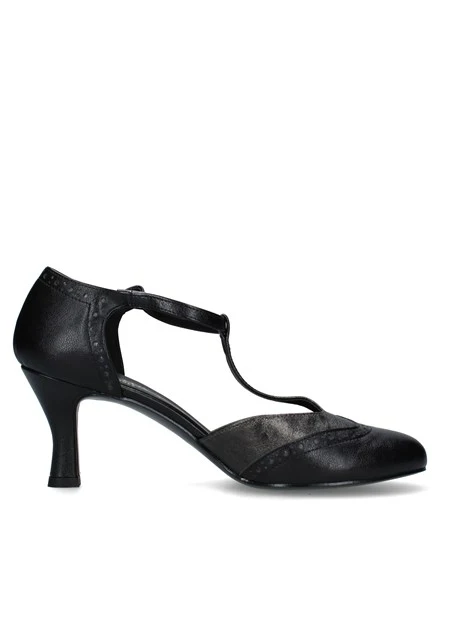 DÉCOLLETÉ CON CINTURINO A T E TRAFORATURE DONNA NERO